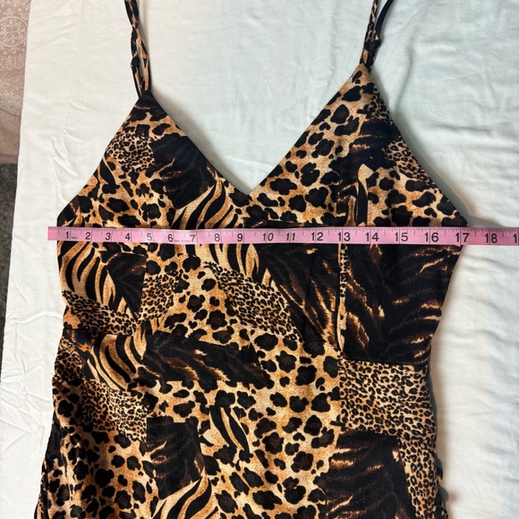 Urban Outiftters NWT Animal Leopard Tiger Print Patchwork Tank Dress Linen Sz L - Picture 8 of 12